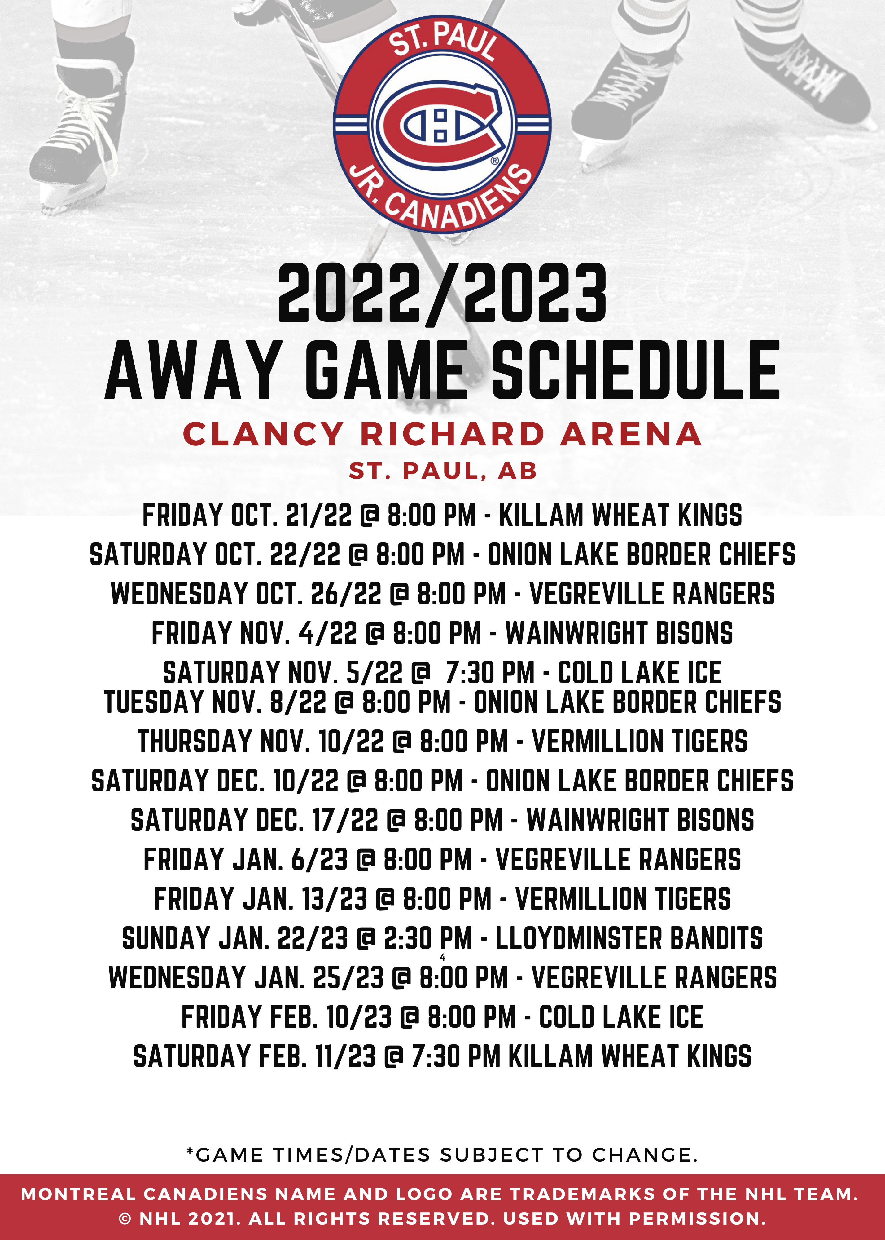 Away Game Schedule